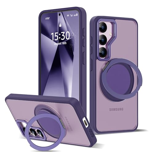 Zalinbo für Samsung Galaxy S24 Hülle [360° Magnetischer Ring Stand & Unsichtbarer Ständer] Handyhülle Samsung Galaxy S24 Case 6,1'' All-in-One Matt Stoßfest [Militärschutz] Schutzhülle Dünn, Violett von Zalinbo