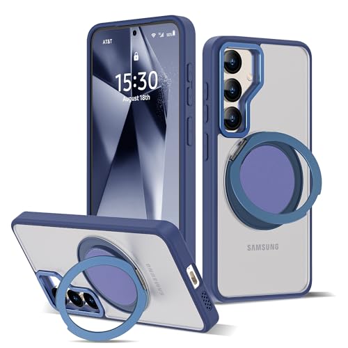 Zalinbo für Samsung Galaxy S24 Hülle [360° Magnetischer Ring Stand & Unsichtbarer Ständer] Handyhülle Samsung Galaxy S24 Case 6,1'' All-in-One Matt Stoßfest [Militärschutz] Schutzhülle Dünn, Blau von Zalinbo