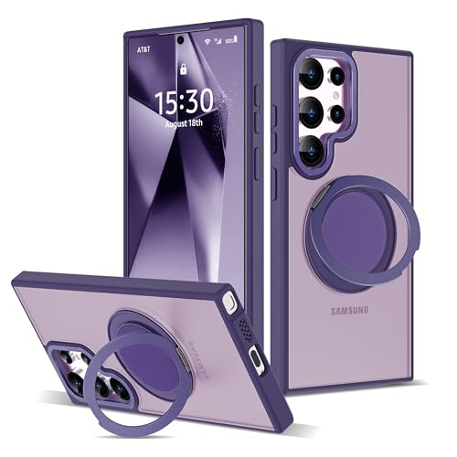 Zalinbo für Samsung Galaxy S24 Ultra Hülle [360° Magnetischer Ring Stand&Unsichtbarer Ständer] Handyhülle Samsung Galaxy S24 Ultra Case All-in-One Matt Stoßfest[Militärschutz]Schutzhülle Dünn, Violett von Zalinbo