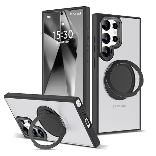 Zalinbo für Samsung Galaxy S24 Ultra Hülle [360° Magnetischer Ring Stand&Unsichtbarer Ständer] Handyhülle Samsung Galaxy S24 Ultra Case All-in-One Matt Stoßfest[Militärschutz]Schutzhülle Dünn, Schwarz von Zalinbo