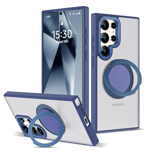 Zalinbo für Samsung Galaxy S24 Ultra Hülle [360° Magnetischer Ring Stand & Unsichtbarer Ständer] Handyhülle Samsung Galaxy S24 Ultra Case All-in-One Matt Stoßfest [Militärschutz]Schutzhülle Dünn, Blau von Zalinbo