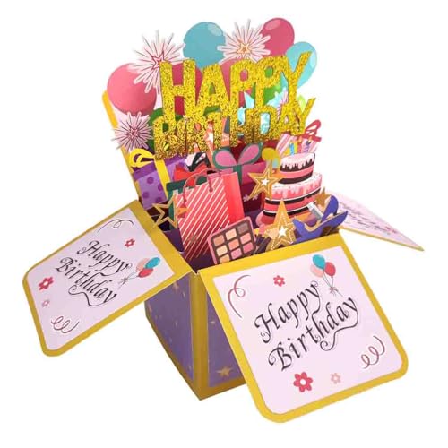 Geburtstagskarten für Frauen Männer, Pop Up Happy Birthday Karten für Mädchen Jungen, Geschenkkarten Geburtstag für sie Ihn (Rosa und Gold) von Zalingo