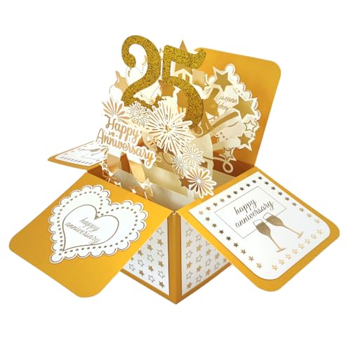 Glückliches 25-jähriges Hochzeitsjubiläum Pop Up Grußkarte für Sie Ihn, Große 3D 25-Jahre-zusammen-Geschenk für Ehefrau, Beste 25 Jahre verheiratete Geschenkidee für Ihn Sie Paare von Zalingo
