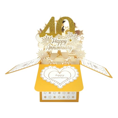 Glückliches 40-jähriges Hochzeitsjubiläum Pop Up Grußkarte für Sie Ihn, Große 3D 40-Jahre-zusammen-Geschenk für Ehefrau, Beste 40 Jahre verheiratete Geschenkidee für Ihn Sie Paare von Zalingo