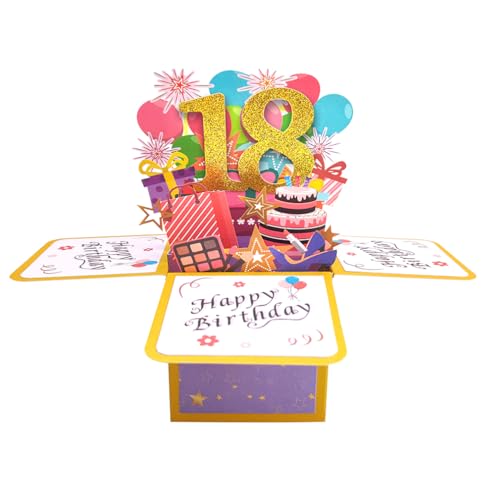 Happy 18th Birthday Pop Up Karte für Mädchen, Süße 18 Jahre alte Geburtstagsgeschenk Idee für Tochter Nichte, lustige 18. Geburtstag 3D Grußkarte für Sie von Zalingo