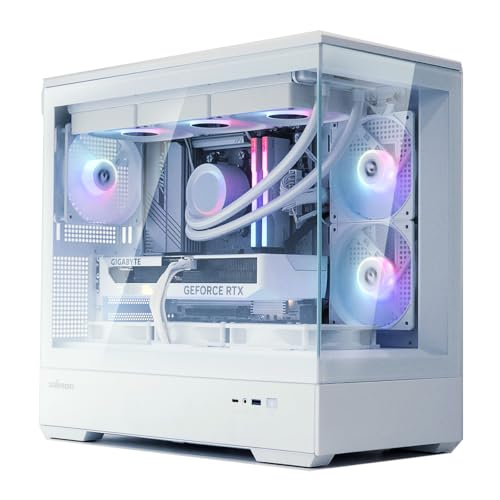 Zalman P30 Micro-ATX Tower PC-Gehäuse – 3 x 120 mm ARGB-Lüfter vorinstalliert – Panoramablick, rahmenlose Vorderseite und Seitenwand aus gehärtetem Glas mit Typ-C-Anschluss und USB 3.0, Weiß von Zalman