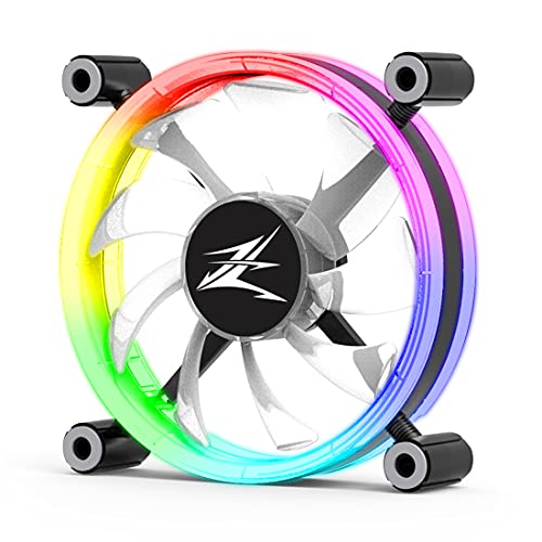 Zalman ZM-LF120 ARGB Lüfter 120mm Leise - PWM Lüftersteuerung 800-1500 U/Min - Kühler PC Gehäuselüfter RGB - Case Fan 120mm mit Lichtsteuerungssoftware - schwarz von Zalman