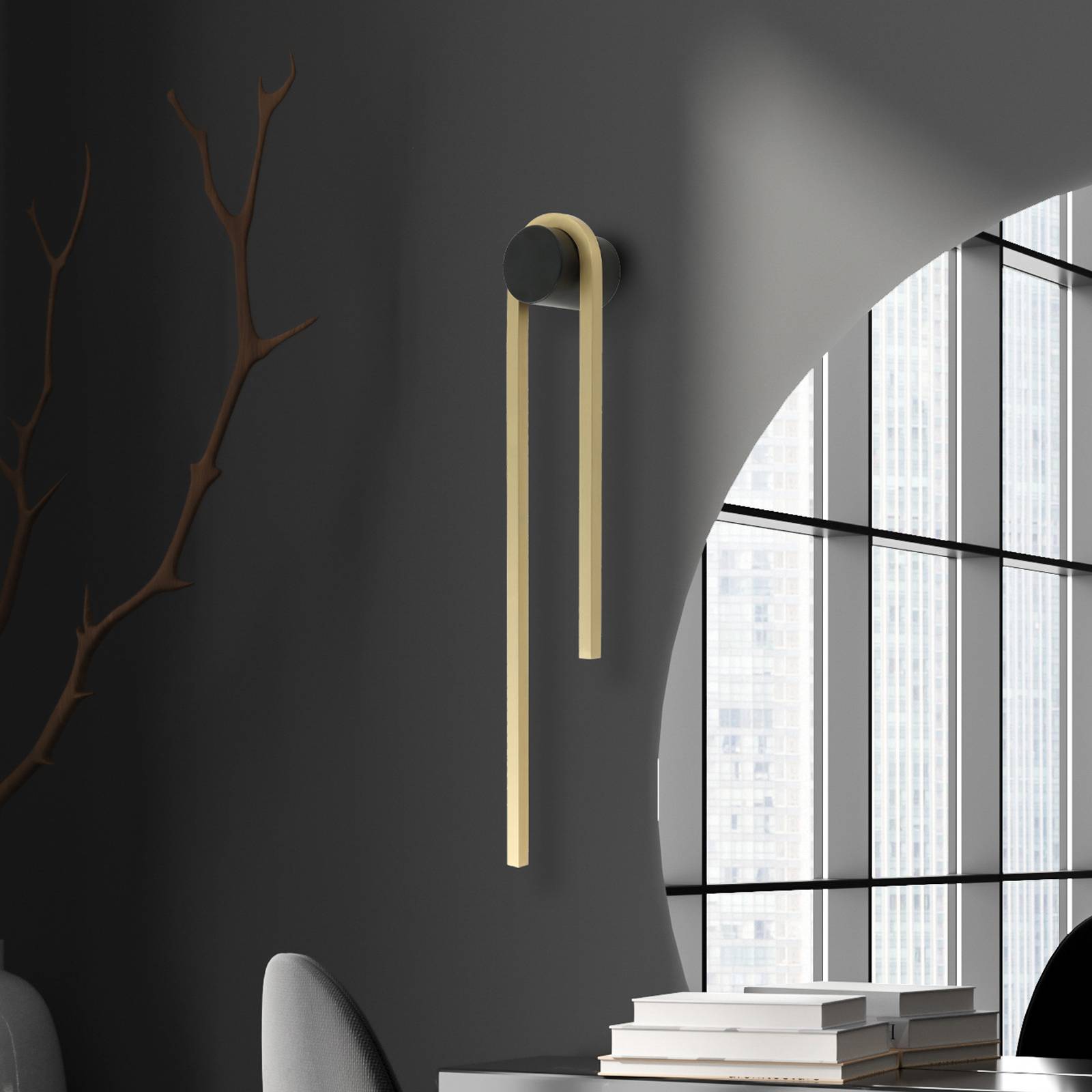 LED-Wandleuchte 23107, Höhe 60 cm, schwarz/goldfarben LED-Wandleuchte 23107, Höhe 60 cm, schwarz/goldfarben von Zambelis