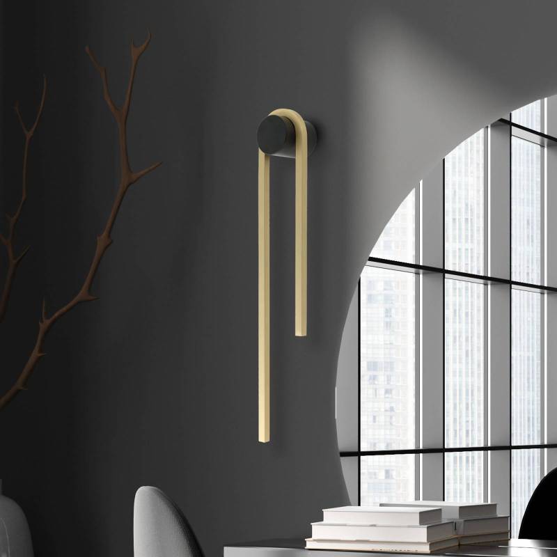 LED-Wandleuchte 23107, Höhe 60 cm, schwarz/goldfarben von Zambelis