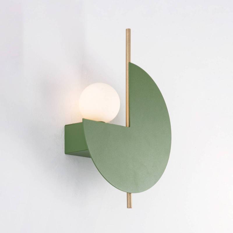 Wandleuchte 22203, olivgrün, Metall, Opalglas, Ø 26 cm, G9 von Zambelis