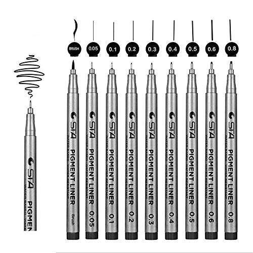 Zanskar Fineliner, 9 Stück, schwarz, Pigmentmarker, Mikro-Stifte, feine Linie, Point, Künstler, für Skizzen, Zeichnen, Comic Manga, Scrapbooking von Zanskar