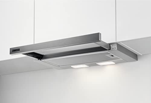 Zanussi ZFP216S Abnehmbare Dunstabzugshaube, 60 cm, 3 Geschwindigkeiten, Edelstahl, Leistung bis zu 300 m³/h, Geräuschpegel 64 dB(A), LED-Beleuchtung, Edelstahl, C-Klasse von Zanussi