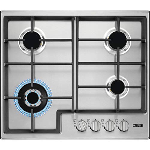 Zanussi ZGH66424XS Gasherd, 4 Kochplatten, Frontgriffe, Wok-Brenner, Sofortheizung, elektronisches Verständnis, Gusseisen, Sicherheitsthermoelement, Anti-Fingerabdruck, Edelstahl, 60 cm von Zanussi