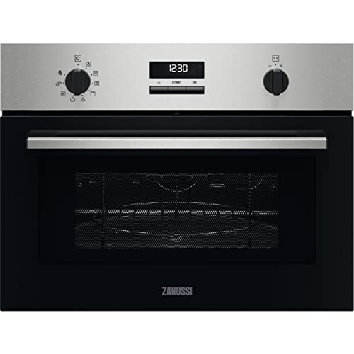 Zanussi ZVEEW5X1 Multifunktions-Integrierbare Mikrowelle, 1000 W, Grill, 1200 W, programmierbare elektronische Uhr, Festbedienungen, Schnellheizung, Anti-Fingerabdruck, Edelstahl, Klasse A+, 42 Liter von Zanussi