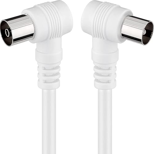Weißes TV-Kabel mit rechtwinkligem Stecker, 10 m, ideal für TV-Anschlüsse in Engen Räumen. Weißes TV-Kabel mit rechtwinkligem Stecker, 10 m, ideal für TV-Anschlüsse in Engen Räumen. von Zarivy
