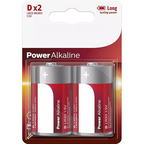 2er-Pack Philips Alkali-Batterien D LR20P2B/10, 1,5 V. Ideal für Geräte, die eine Lange Lebensdauer und optimale Leistung erfordern. von Zarivy