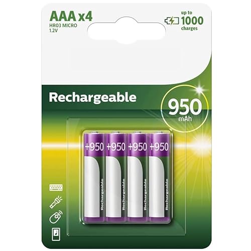 Philips R03B4A95/10 AAA wiederaufladbare Batterien (4 Stück) – 1,2 V – perfekt für den täglichen Gebrauch, bieten hervorragende Leistung und dauerhafte Leistung und fördern einen umweltfreundlicheren von Zarivy