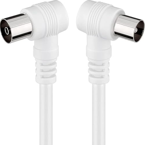 Zarivy 10 m langes rechtwinkliges TV-Kabel, weiß, ideal für den Anschluss von Fernsehern in engen Räumen und um die Verkabelung ordentlich zu halten. Zarivy 10 m langes rechtwinkliges TV-Kabel, weiß, ideal für den Anschluss von Fernsehern in engen Räumen und um die Verkabelung ordentlich zu halten. von Zarivy