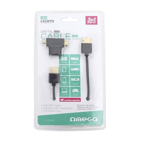 Zarivy HDMI-Kabel v1.4, 1,8 m, mit Mini-HDMI- und Micro-HDMI-Adapter, ideal für den Anschluss von Geräten an Displays und Fernseher. Zarivy HDMI-Kabel v1.4, 1,8 m, mit Mini-HDMI- und Micro-HDMI-Adapter, ideal für den Anschluss von Geräten an Displays und Fernseher. von Zarivy