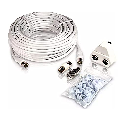 Zarivy Koaxial-TV-Antennenkabel 15 m SWV2209W/10: Hochwertige Verbindung für Ihren Fernseher. Sorgt für ein klares und stabiles Signal, ideal für den Genuss Ihrer Lieblingskanäle in High Definition. von Zarivy