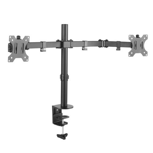 Zarivy Schwenkbare und neigbare 2-armige Monitor-Tischhalterung für 13-32 Zoll (33-81 cm) Bildschirme, schwarz, ideal für Raumoptimierung und Verbesserung der Ergonomie. von Zarivy