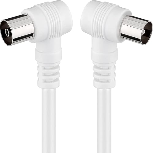 Zarivy TV-Kabel, 5 m, rechtwinklig, weiß, ideal für elektronische Verbindungen und Raumoptimierung in Räumen. von Zarivy