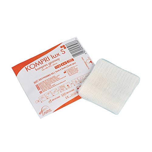 Zarys GS17751610-SSXR KOMPRI lux S Mulltupfer mit Röntgendetektierbaren Faden, Steril, 17th Fäden, 16ply, 7.5cm x 7.5cm, 16 Stück von Zarys