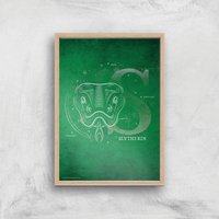 Harry Potter Slytherin Giclee Art Print - A4 - Wooden Frame von Zavvi Gallery