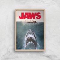 Jaws Giclee Art Print - A3 - Wooden Frame von Zavvi Gallery