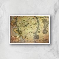 Lord Of The Rings Map Giclee Art Print - A2 - White Frame von Zavvi Gallery