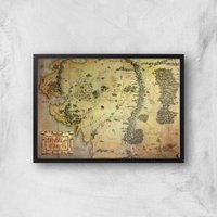 Lord Of The Rings Map Giclee Art Print - A3 - Black Frame von Zavvi Gallery