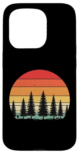 Retro Wald Sonnenuntergang: Mann und Hund Silhouette Abenteuer Hülle für iPhone 15 Pro Retro Wald Sonnenuntergang: Mann und Hund Silhouette Abenteuer Hülle für iPhone 15 Pro von Zawles Designs