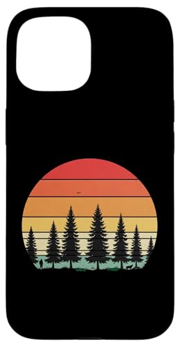 Retro Wald Sonnenuntergang: Mann und Hund Silhouette Abenteuer Hülle für iPhone 15 Retro Wald Sonnenuntergang: Mann und Hund Silhouette Abenteuer Hülle für iPhone 15 von Zawles Designs