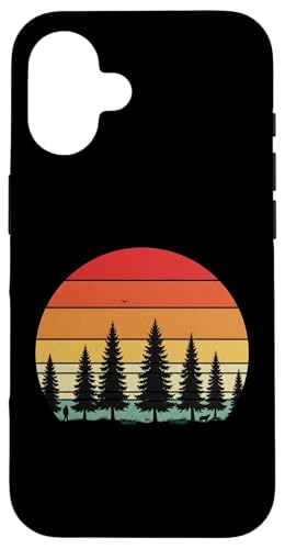 Retro Wald Sonnenuntergang: Mann und Hund Silhouette Abenteuer Hülle für iPhone 16 Retro Wald Sonnenuntergang: Mann und Hund Silhouette Abenteuer Hülle für iPhone 16 von Zawles Designs