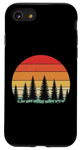 Retro Wald Sonnenuntergang: Mann und Hund Silhouette Abenteuer Hülle für iPhone SE (2020) / 7 / 8 von Zawles Designs
