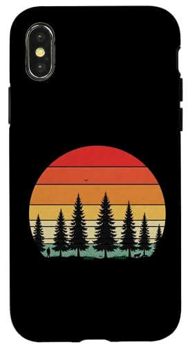 Retro Wald Sonnenuntergang: Mann und Hund Silhouette Abenteuer Hülle für iPhone X/XS Retro Wald Sonnenuntergang: Mann und Hund Silhouette Abenteuer Hülle für iPhone X/XS von Zawles Designs
