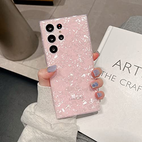 Zaxgf Hülle für Samsung Galaxy S22,Stilvoll Glitzer Muster Handyhülle, Ultra dünn Weiches TPU Bumper Silikon Cover Stoßfest Muschel Marmor Schutzhülle für Samsung S22,Rosa Muschelmuster von Zaxgf