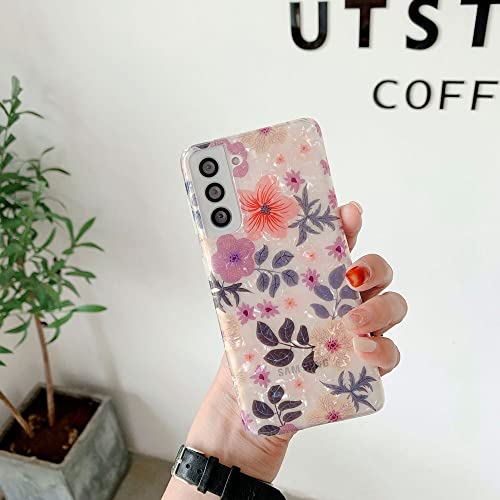 Zaxgf Kompatibel mit Samsung Galaxy S22 Ultra Hülle Silikon Blumen Muster Motiv Schutzhülle, S22 Ultra Handyhülle Dünn Bumper Stoßfest Hüllen für Samsung S22 Ultra Handy Case Cover,Lila Rote Blume von Zaxgf