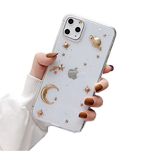 Zaxgf Kompatibel mit iPhone 12 Silikon Handyhülle TPU Soft Shell Flexible Anti-Kratz Hülle mit mustern Case Cover für iPhone 12,05 Weißer Sternenhimmel von Zaxgf