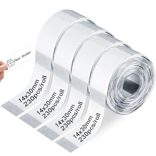 Zaxiva Adaptiertes Etikettendruckpapier 14 x 30 mm, P15 Transparentes Selbstklebende Etiketten, 4 Rollen Thermo-Etikettenband für Marklife P11/P12/P15, Phomemo D30/D32/D35, Vretti HP1/HP3/HP4 Zaxiva Adaptiertes Etikettendruckpapier 14 x 30 mm, P15 Transparentes Selbstklebende Etiketten, 4 Rollen Thermo-Etikettenband für Marklife P11/P12/P15, Phomemo D30/D32/D35, Vretti HP1/HP3/HP4 von Zaxiva