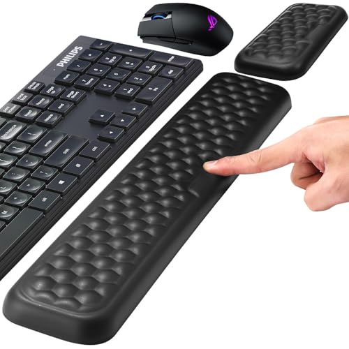 Zaxiva Handballenauflage für Tastatur und Maus, Ergonomisches Memory Foam Handgelenkstützen Set, Mit rutschfest PU Leder Wrist Rest für Büro, Gaming, PC Computer, Laptop - Schwarz von Zaxiva