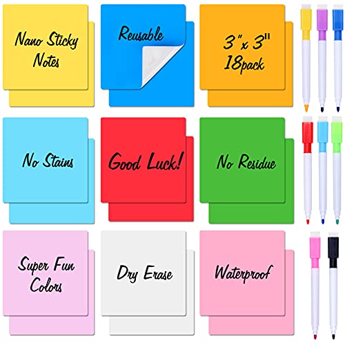 Zayvor 18 Notizzettel Aus Bunte Haftnotizen Sticky Notes Farbige Wiederverwendbare Whiteboard Aufkleber Büchern Entfernbar Beschriften,8 Abwischbarer Stift Whiteboard-Marker von Zayvor