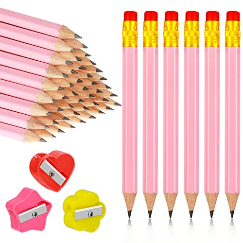 Zayvor 48 Stück Bleistifte Mit Radiergummi 3 Spitzer, Mini Hb Sechseckige Für Kinder Schule Büro Babyparty Hochzeit Bleistift Kurz Halber Pencil Halbstifte Kurzer Golf-Bleistift Kurze Sechskantstifte von Zayvor