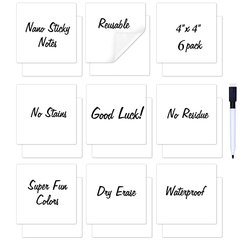 Zayvor 6 Weiß Notizzettel Aus Haftnotizen Sticky Notes Farbige Wiederverwendbare Whiteboard Aufkleber Büchern Entfernbar Beschriften, Abwischbarer Stift Whiteboard-Marker von Zayvor
