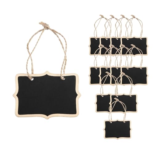 Zcbzbn Mini Kreidetafel Zeichen Mit Schnur, HäNgende HöLzerne GeschenkanhäNger Rechteckige Kreidetafel Etiketten FüR Raum BüRo Nach Hause Party Buffet Lebensmittel Etiketten (12 StüCk) von Zcbzbn