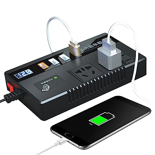 Wechselrichter - DC zu AC USB 12V 24V zu 220V Ladegerät Adapter - Digitaler Display-Inverter mit 3-Port-USB-Ladefunktion für Mobiltelefone, Tablets und Autofans Zceplem von Zceplem