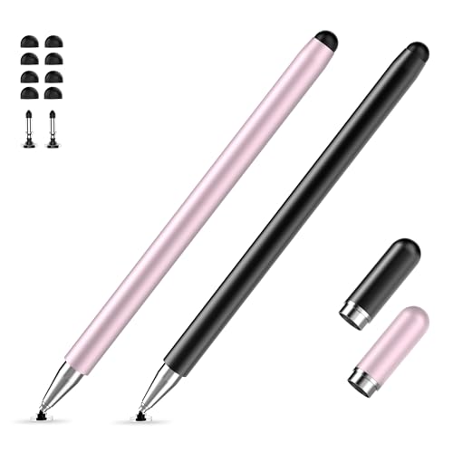 2er-Pack Tablet-Stift für alle Touchscreen-Tablets-kompatibel mit iPad, Android, Surface, Smartphone, 2-in-1-Präzisionsscheibenspitze und Silikonspitze, Kein Aufladen erforderlich, Schwarz + Roségold 2er-Pack Tablet-Stift für alle Touchscreen-Tablets-kompatibel mit iPad, Android, Surface, Smartphone, 2-in-1-Präzisionsscheibenspitze und Silikonspitze, Kein Aufladen erforderlich, Schwarz + Roségold von Zcitek