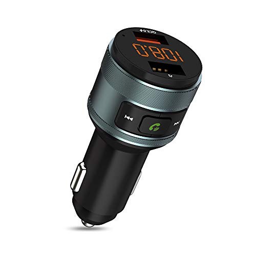 ZeaLife Bluetooth FM Transmitter, Auto Radio QC 3.0 KFZ Wireless Adapter Freisprecheinrichtung Car Kit mit Dual Ladegerät Unterstützt 64GB USB Stick von ZeaLife