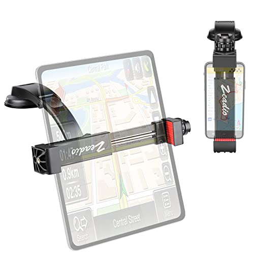 Zeadio Handyhalterung für Auto, Smart Clamp Autotelefonhalter mit Smartphone Tablet Stativhalterung, passend für alle Handys Tablets und Autos von Zeadio