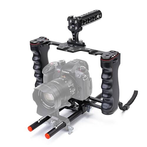 Zeadio Kamera-Video-Rig-Gehäuse, Filmmaking-Movie-Making-Kit mit oberem Griff und Arca-Typ-Basis & Stabführung, kompatibel mit Allen Kamera, Action-Kamera, DSLR etc. von Zeadio